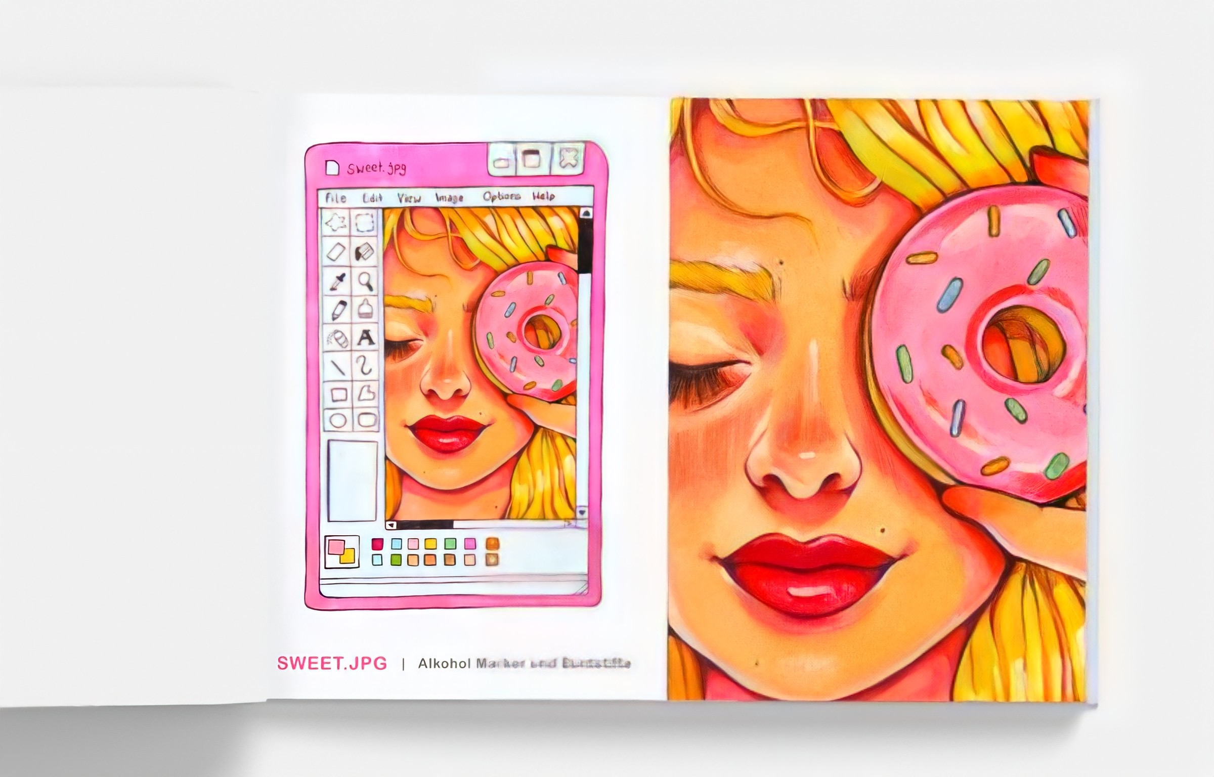 Illustration Frau mit Donut