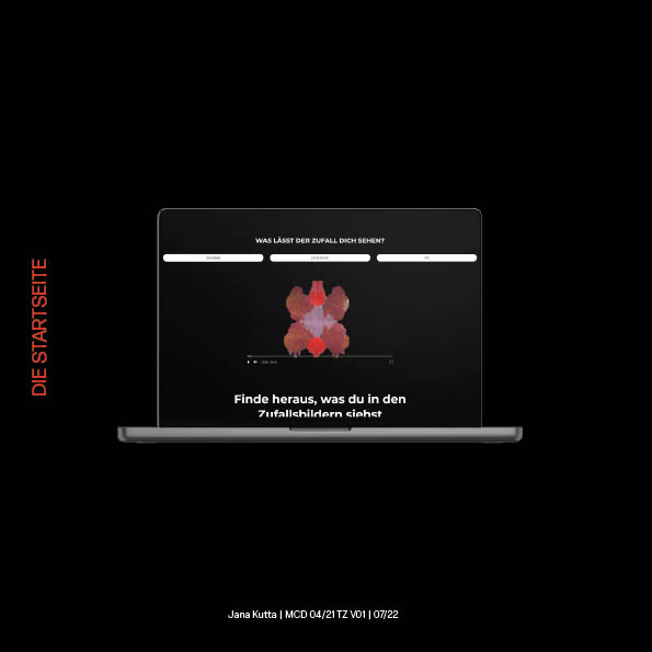 Startseite auf einem Laptop mit der Aufschrift "Zufall"