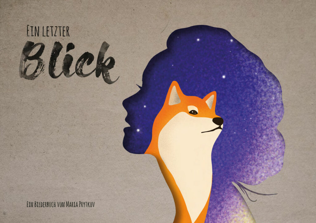 Titelbild Bilderbuch "Ein letzter Blick", Silhouette einer Frau und ein Fuchs