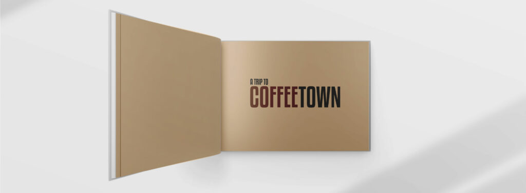 Buch aufgeschlagen, 1. Seite, Schriftzug Coffee Town